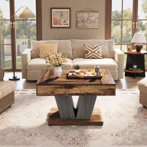 Wood Coffee Table, 31.5" Modern Center Table Cocktail Tea Table - Image 3