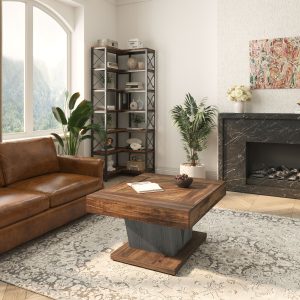 Wood Coffee Table, 31.5" Modern Center Table Cocktail Tea Table - Image 4
