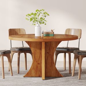 Wood Dining Table, 47.24 Inches Round Kitchen Table for 4-6 - Image 5