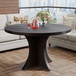 Wood Dining Table, 47.24 Inches Round Kitchen Table for 4-6 - Image 7