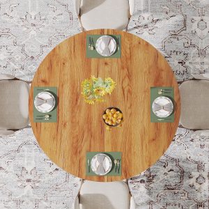Wood Dining Table, 47.24 Inches Round Kitchen Table for 4-6 - Image 6