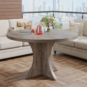 Wood Dining Table, 47.24 Inches Round Kitchen Table for 4-6 - Image 9